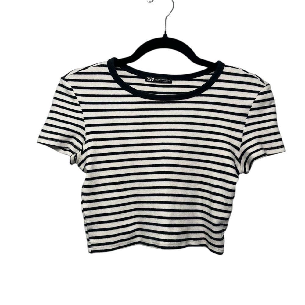 Zara Classic Black and White Striped Crop Top